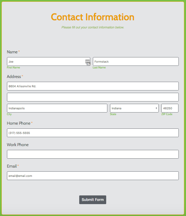Formstack Contact Form Example