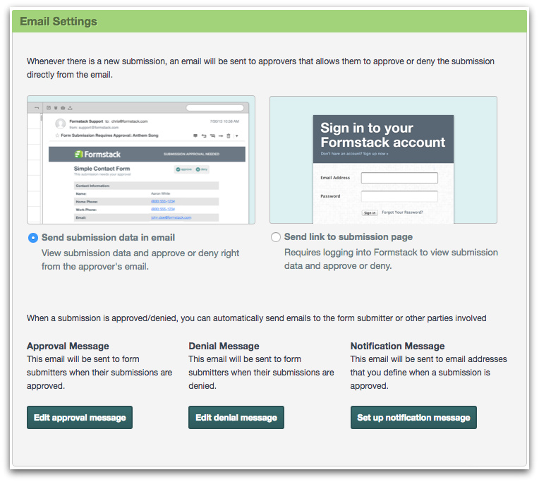 Approval Workflow Email Settings