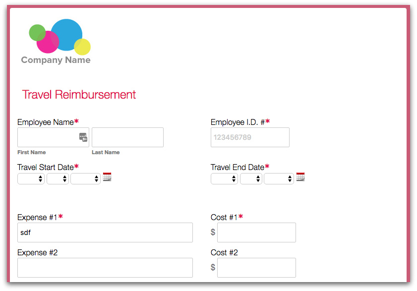Formstack Expense Reimbursement Form
