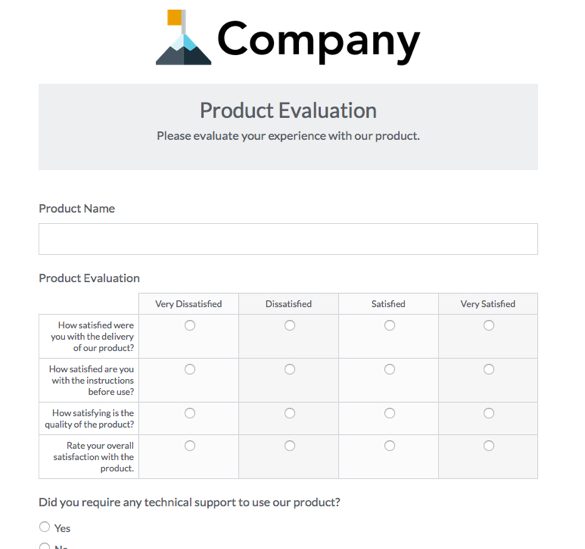 Formstack Product Evaluation Survey Template
