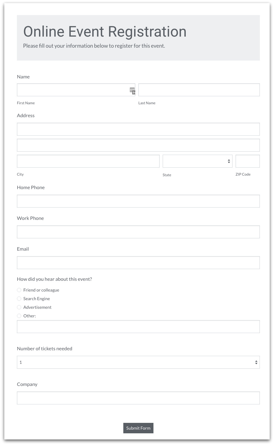 formstack event registration form