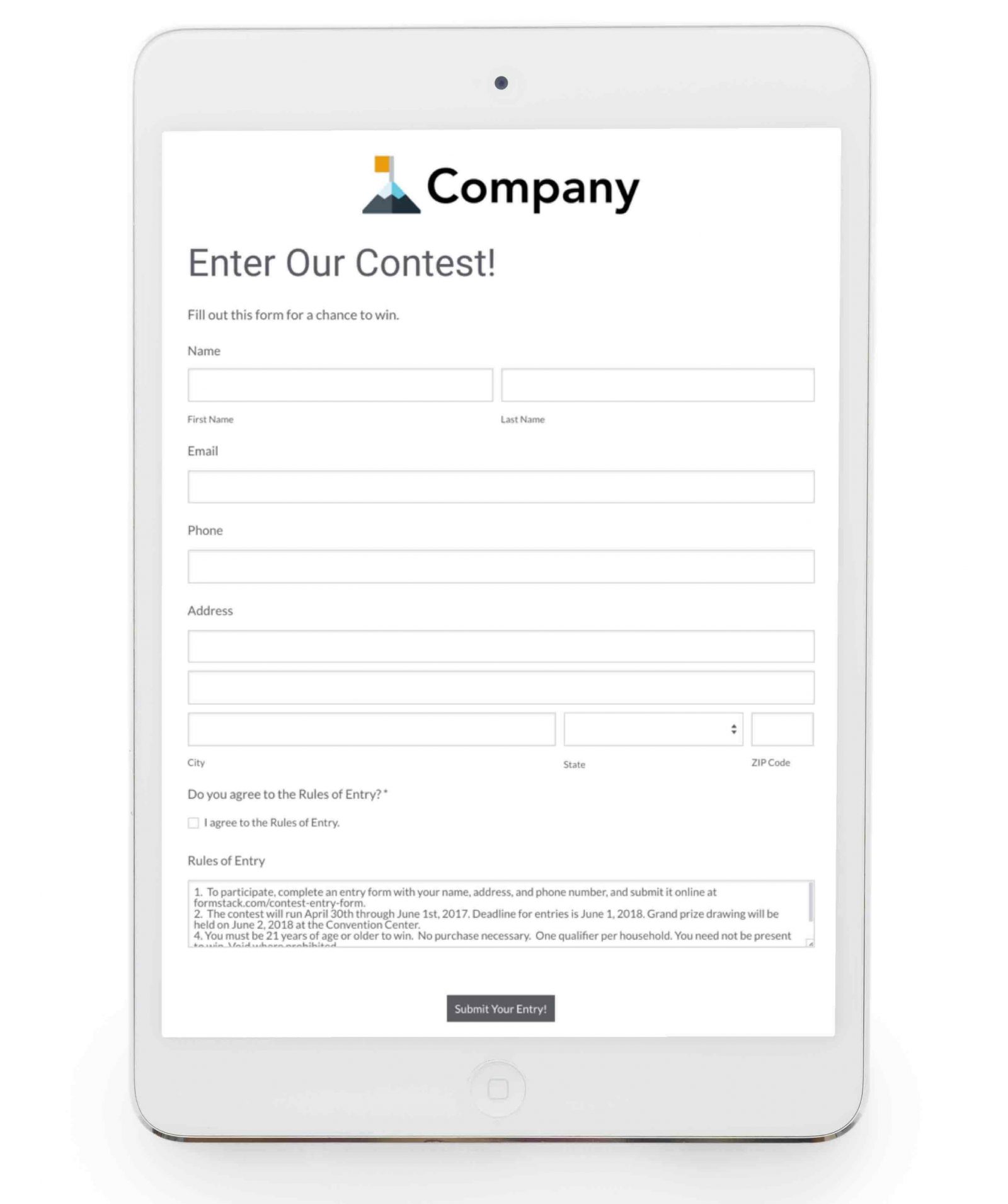 Formstack Go contest form