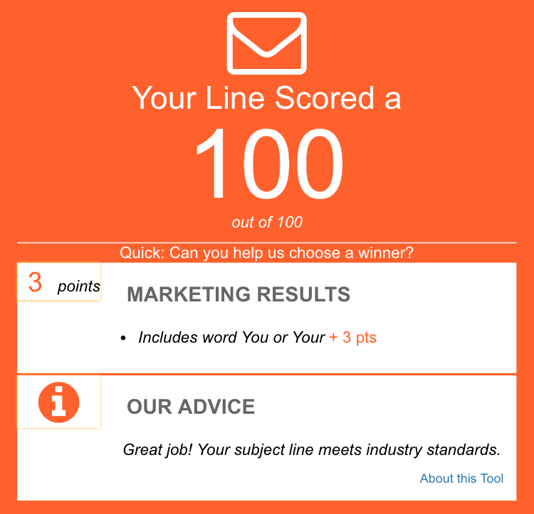 Email subject line tool