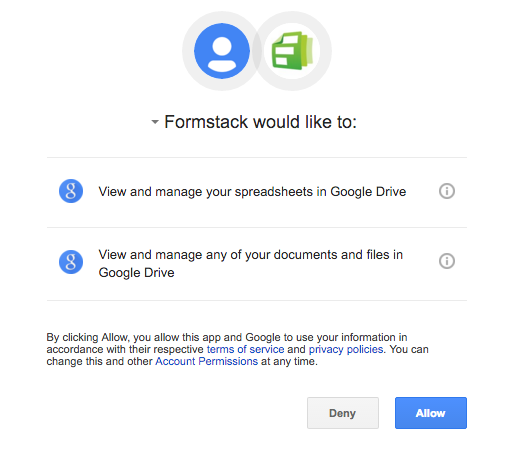 Allow Formstack to Access Your Google Account