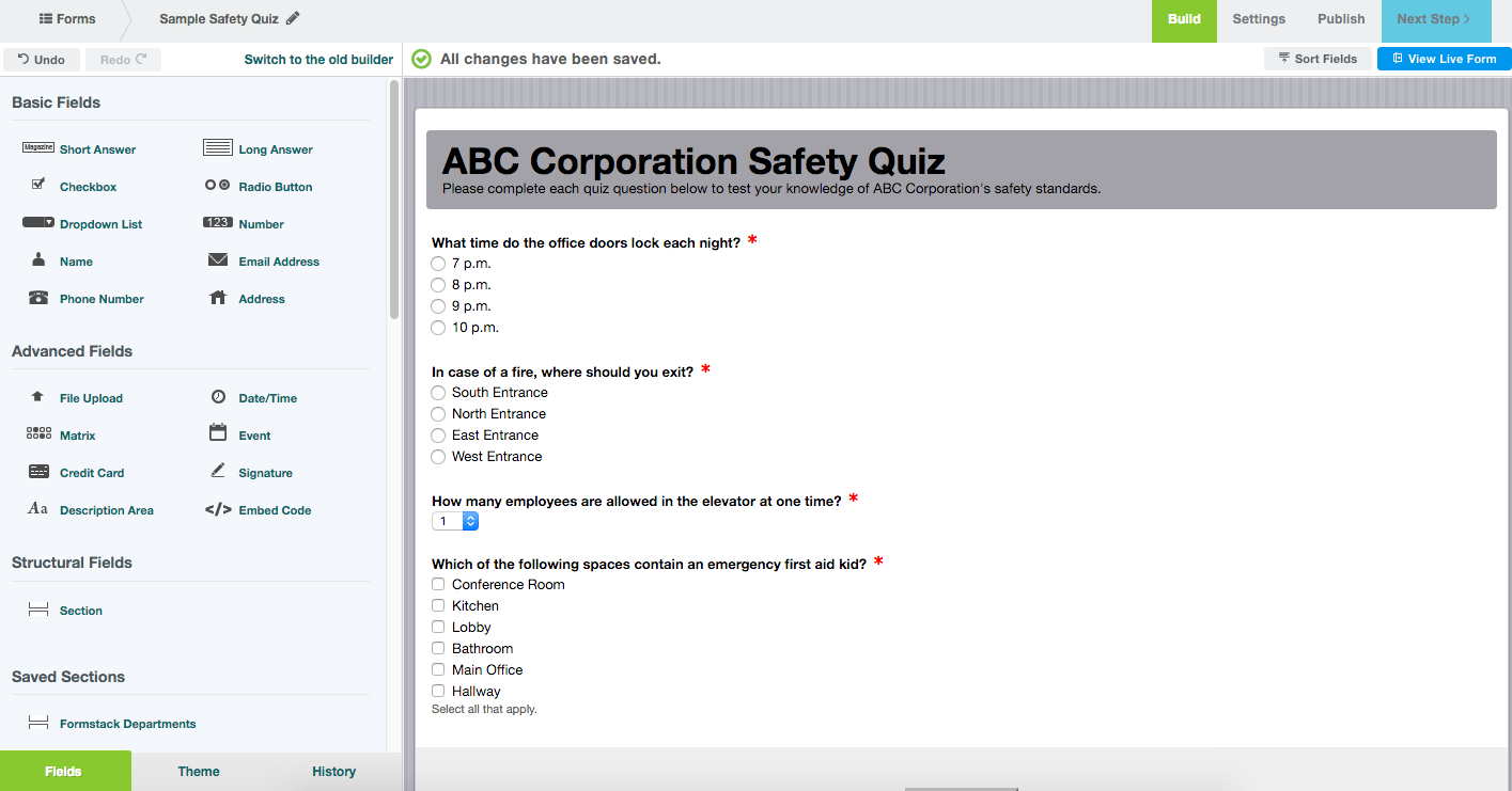Formstack Online Quiz Maker