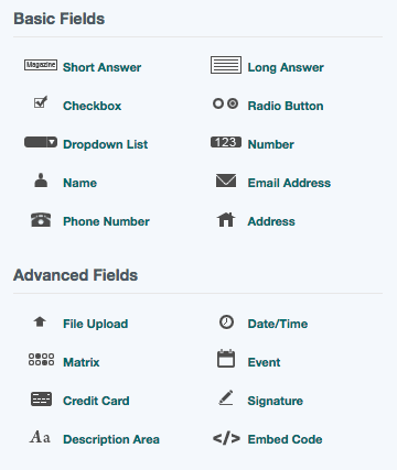 Formstack Form Fields