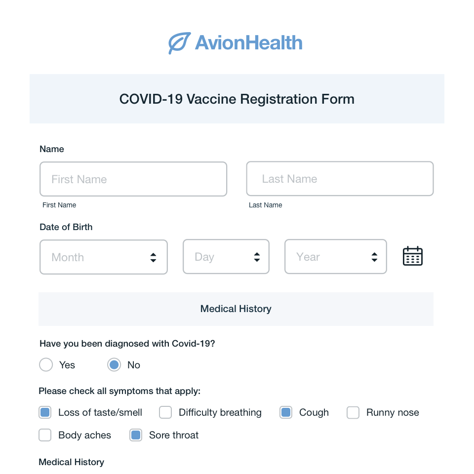COVID-19 Vaccine Registration Form Template