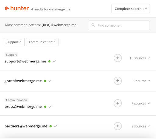 Hunter Chrome Extension content marketing tools.